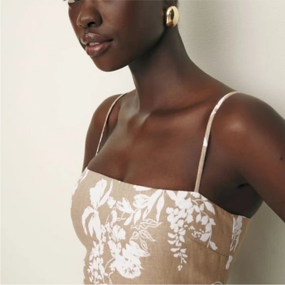 Reformation Frankie Linen Dress in Dune - Picture 4 of 6